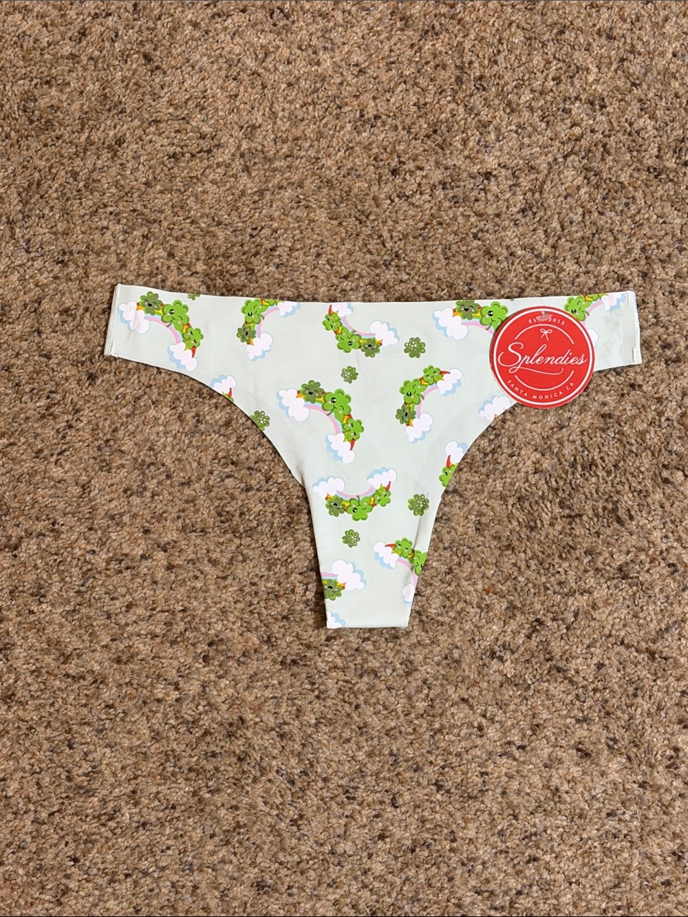 Splendies Women’s Sage Green Shamrock Print Thong